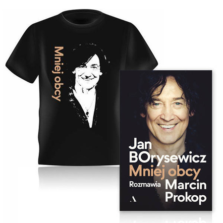 Pakiet: książka "Jan Borysewicz. Mniej obcy" + Koszulka "Mniej obcy". Rozmiar M