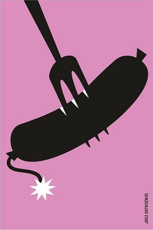 Plakat Michała Łąckiego - zwycięzca konkursu „Jedz ostrożnie!” 66,6 x 100 cm